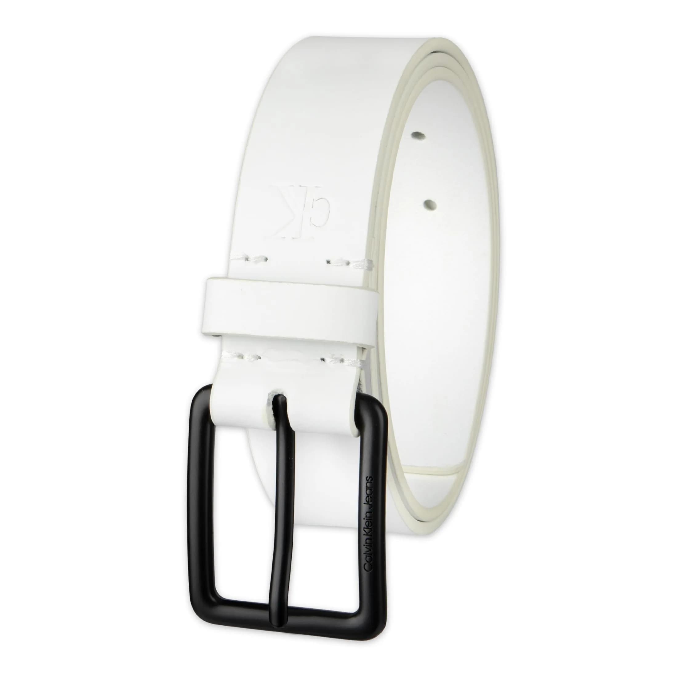 Calvin Klein Men's Casual Jean Belt, White, Small | Classic Casual Accessory for Everyday Wear