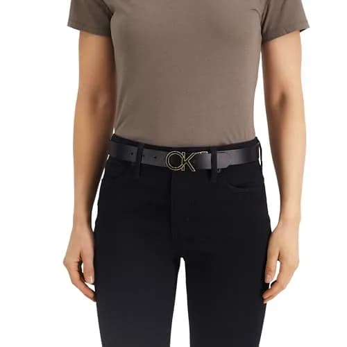 Calvin Klein Women's Reversible Belt, Black/Grey Plaque, Small | Classic 2-in-1 Design for Versatile Style thumbnail 3