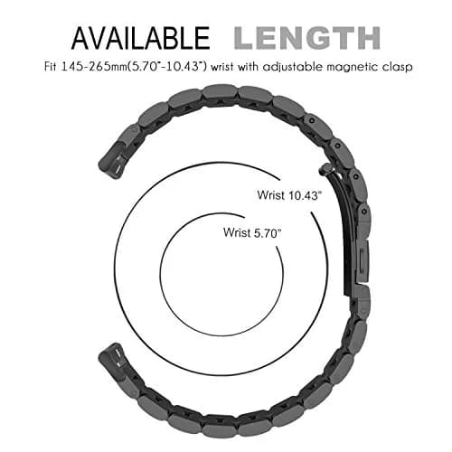 YOUkei Stainless Steel Watch Band for OnePlus Watch | Black, Adjustable, Water-Resistant thumbnail 5