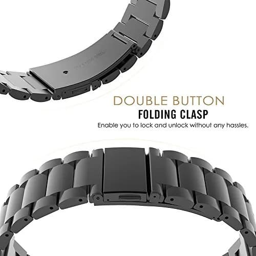 YOUkei Stainless Steel Watch Band for OnePlus Watch | Black, Adjustable, Water-Resistant thumbnail 3