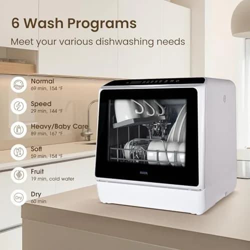 HAVA Countertop Dishwasher 6 Programs Portable with Water Tank | Compact & Energy Saving (70-120 chars) thumbnail 2