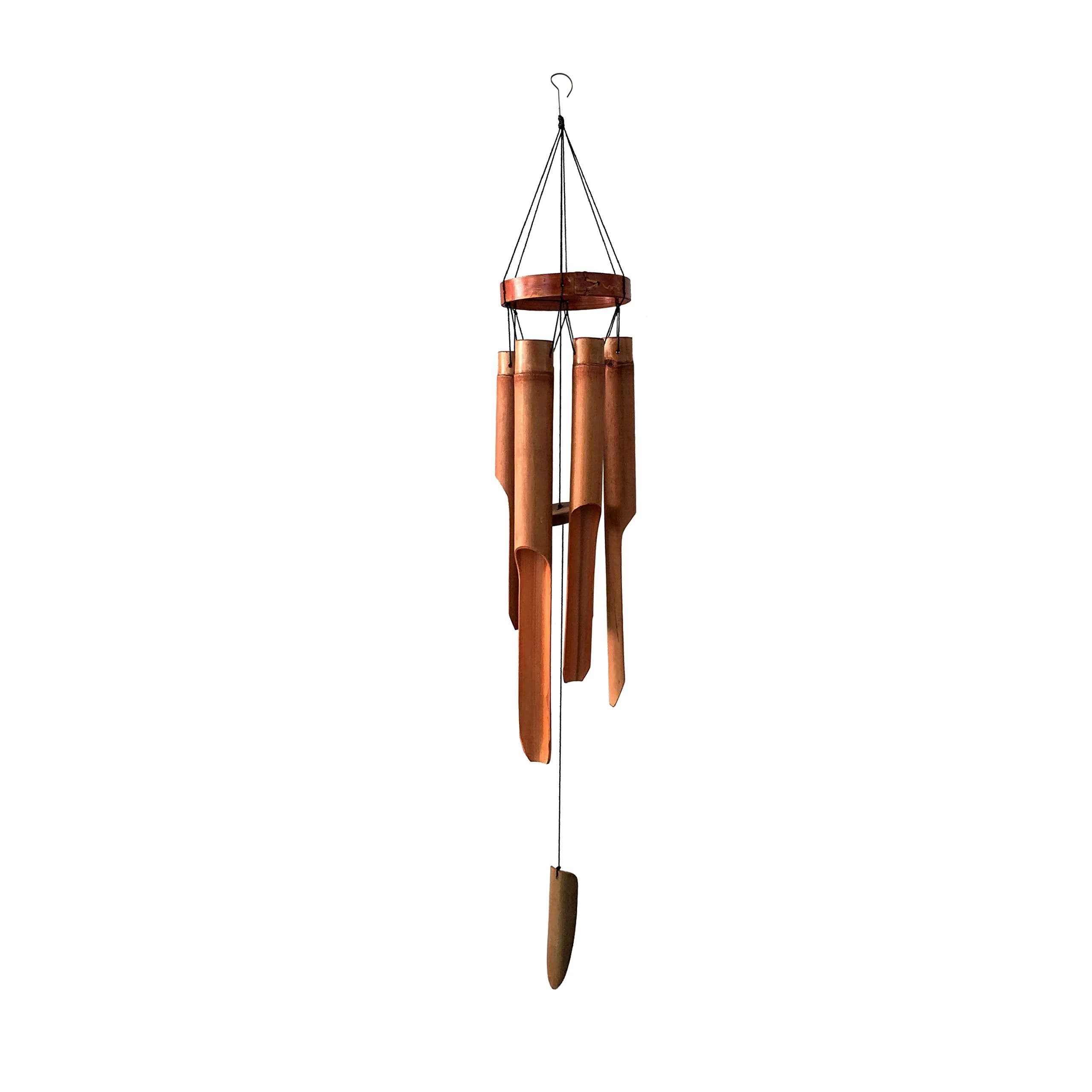 Ankinte Classic Bamboo Wind Chimes 86 cm (34 Inch) | Handcrafted Garden Decor with Soothing Tones — Rich Brown