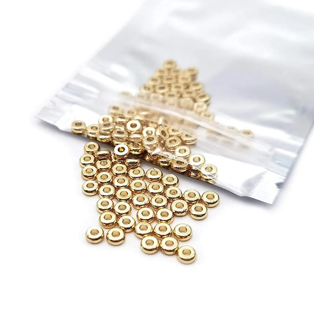 INSPIRELLE Pale Gold Plated Brass Heishi Beads 4mm (100pcs) | Add Sparkle to Jewelry Designs - view 5