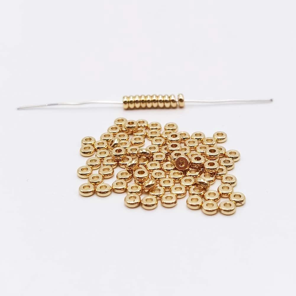 INSPIRELLE Pale Gold Plated Brass Heishi Beads 4mm (100pcs) | Add Sparkle to Jewelry Designs - view 2
