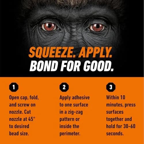 Gorilla Max Strength Clear Construction Adhesive 74ml (2.5 oz) | Bonds Wood, Metal, Tile, Stone, Glass, Granite thumbnail 6