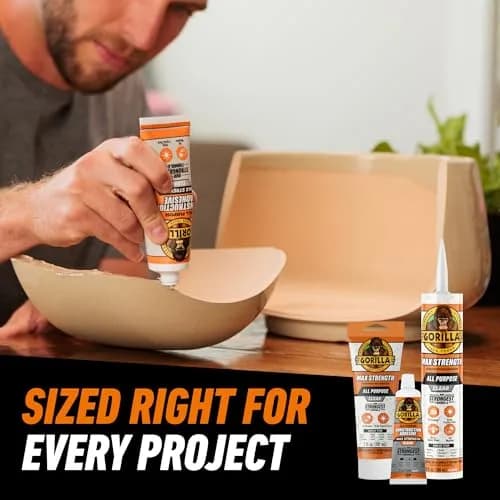 Gorilla Max Strength Clear Construction Adhesive 74ml (2.5 oz) | Bonds Wood, Metal, Tile, Stone, Glass, Granite thumbnail 7