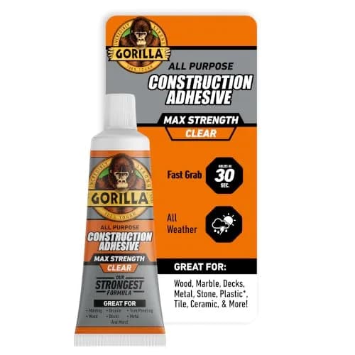 Gorilla Max Strength Clear Construction Adhesive 74ml (2.5 oz) | Bonds Wood, Metal, Tile, Stone, Glass, Granite - main product image