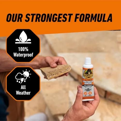 Gorilla Max Strength Clear Construction Adhesive 75ml (2.5 Fl Oz) 2-Pack | Strongest Formula, Waterproof, Gap-Filling thumbnail 5