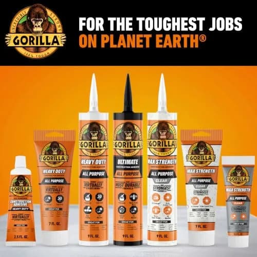 Gorilla Max Strength Clear Construction Adhesive 75ml (2.5 Fl Oz) 2-Pack | Strongest Formula, Waterproof, Gap-Filling thumbnail 8