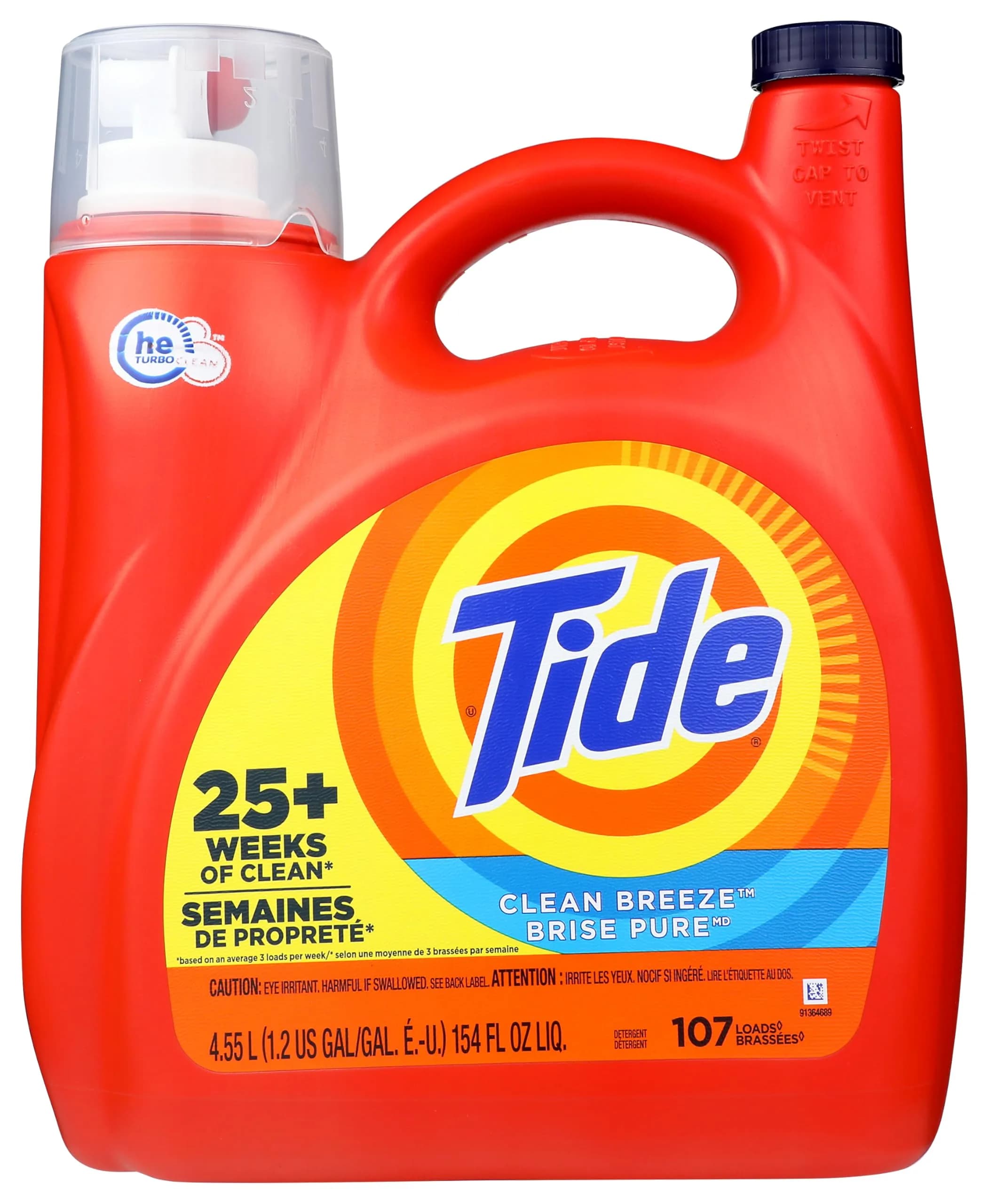 Tide Clean Breeze Liquid Laundry Detergent, 154 Fl Oz (4.55 L) | America's #1 Detergent Brand - main product image