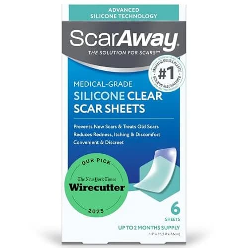 ScarAway Advanced Clear Silicone Scar Sheets, 6 Sheets | Visibly Improve Old & New Scars thumbnail 1