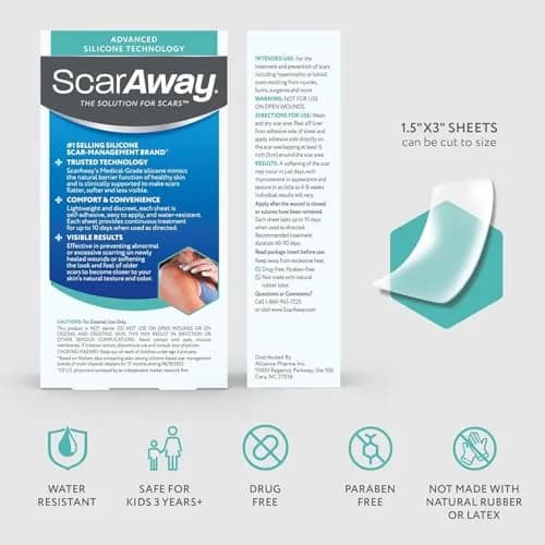 ScarAway Advanced Clear Silicone Scar Sheets, 6 Sheets | Visibly Improve Old & New Scars thumbnail 8