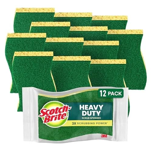 Scotch-Brite Heavy Duty Scrub Sponge 24-Pack | Tough Messes, Lasts 3X Longer — 12 Scrub Sponges