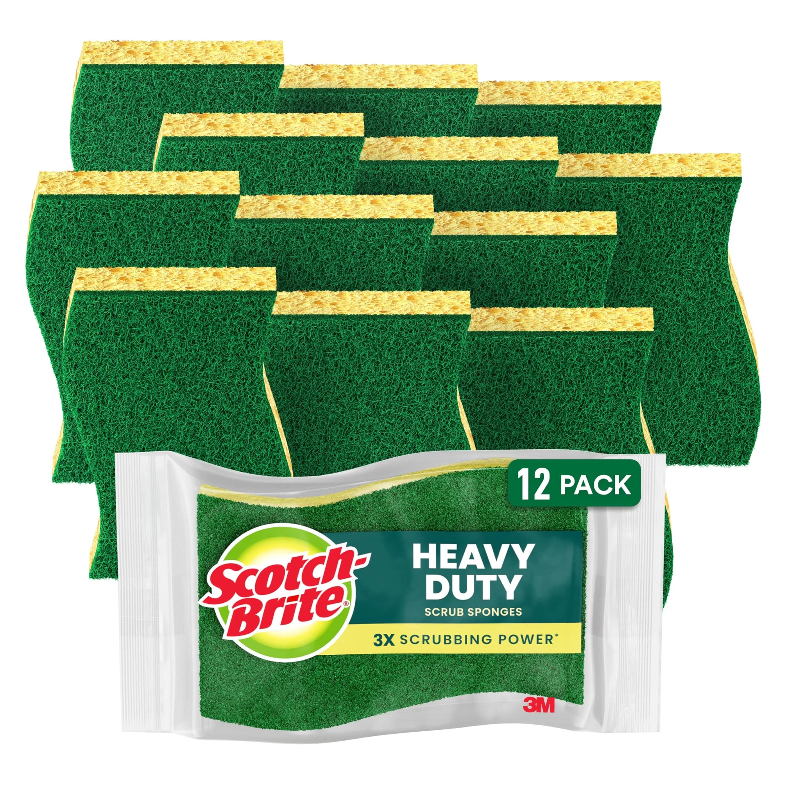 Scotch-Brite Heavy Duty Scrub Sponge 12-Pack | Tackle Tough Messes with 3X Longer Lasting Power - main product image