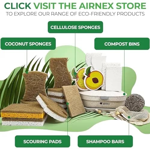 AIRNEX Natural Kitchen Sponges 12 Pack | Biodegradable Cellulose & Coconut Scrubber Dish Sponges for Kitchen thumbnail 8