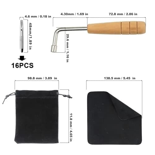 INKNOTE 16 Pcs Tuning Pin Set with L-Shape Wrench & Gooseneck Hammer Lever | For Lyre Harps & Primitive String Instruments thumbnail 6