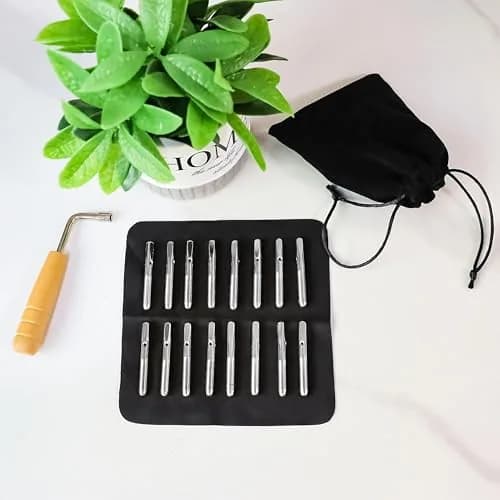 INKNOTE 16 Pcs Tuning Pin Set with L-Shape Wrench & Gooseneck Hammer Lever | For Lyre Harps & Primitive String Instruments thumbnail 7