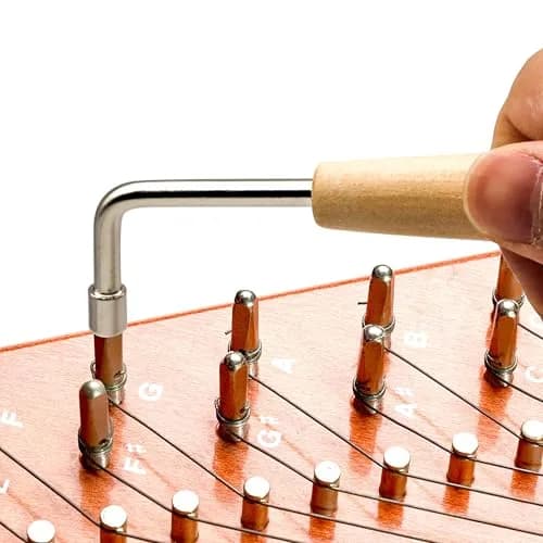 INKNOTE 16 Pcs Tuning Pin Set with L-Shape Wrench & Gooseneck Hammer Lever | For Lyre Harps & Primitive String Instruments thumbnail 2