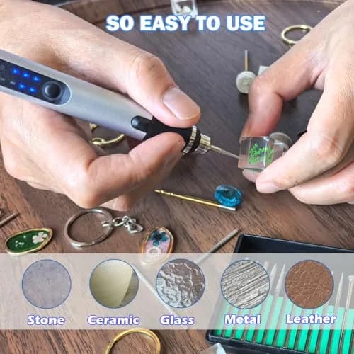 VQVYBXN USB Rechargeable Engraving Pen with 35 Bits | 5000-25000 RPM Rotary Tool for Metal, Glass, Wood thumbnail 4