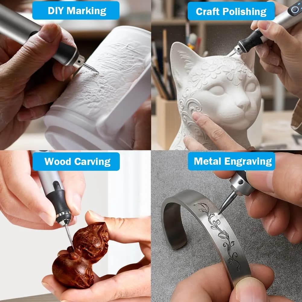 VQVYBXN USB Rechargeable Engraving Pen with 35 Bits | 5000-25000 RPM Rotary Tool for Metal, Glass, Wood - view 5