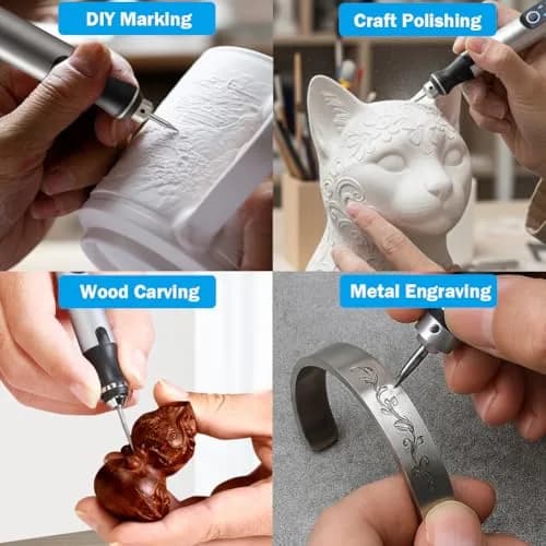 VQVYBXN USB Rechargeable Engraving Pen with 35 Bits | 5000-25000 RPM Rotary Tool for Metal, Glass, Wood thumbnail 5
