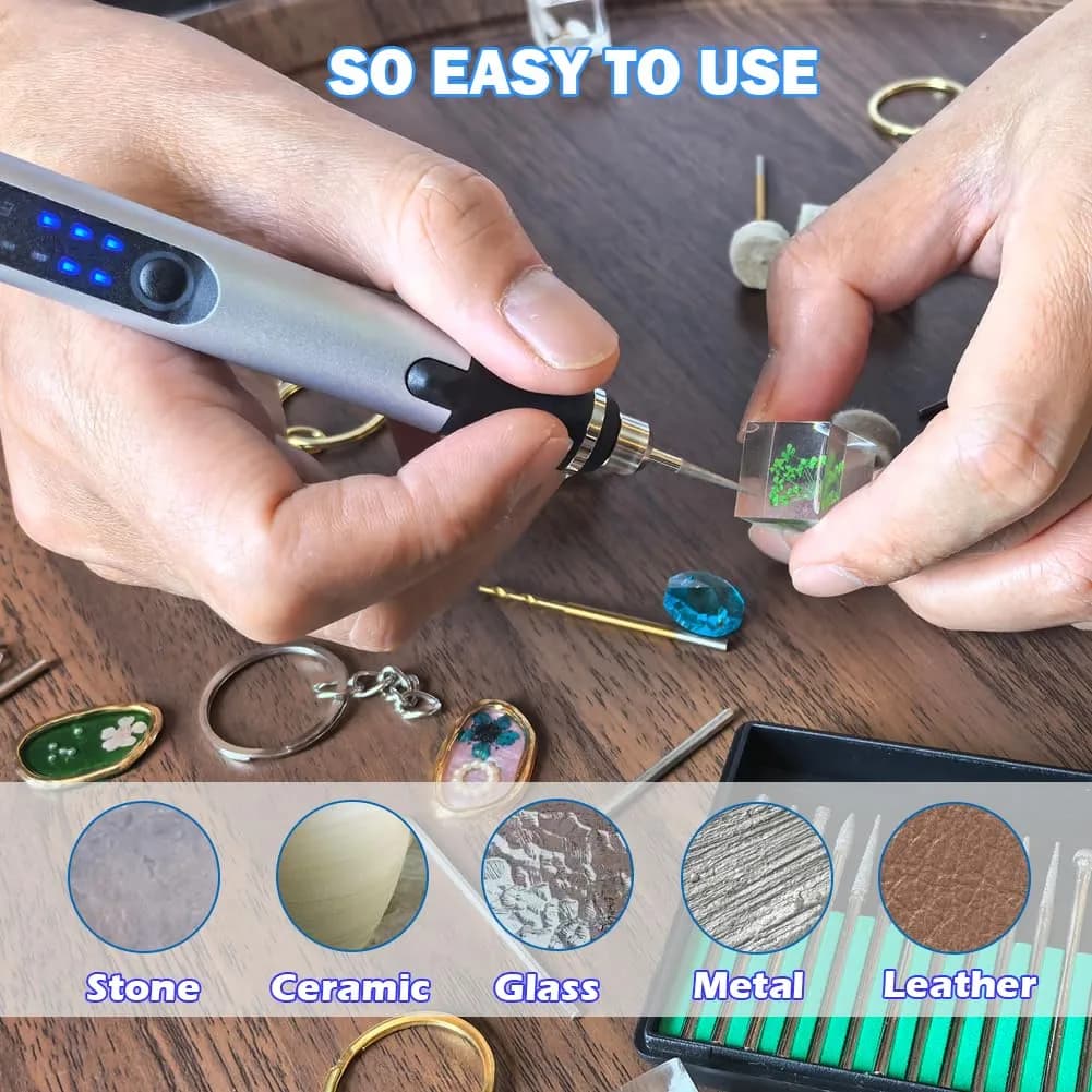 VQVYBXN USB Rechargeable Engraving Pen with 35 Bits | 5000-25000 RPM Rotary Tool for Metal, Glass, Wood - view 4