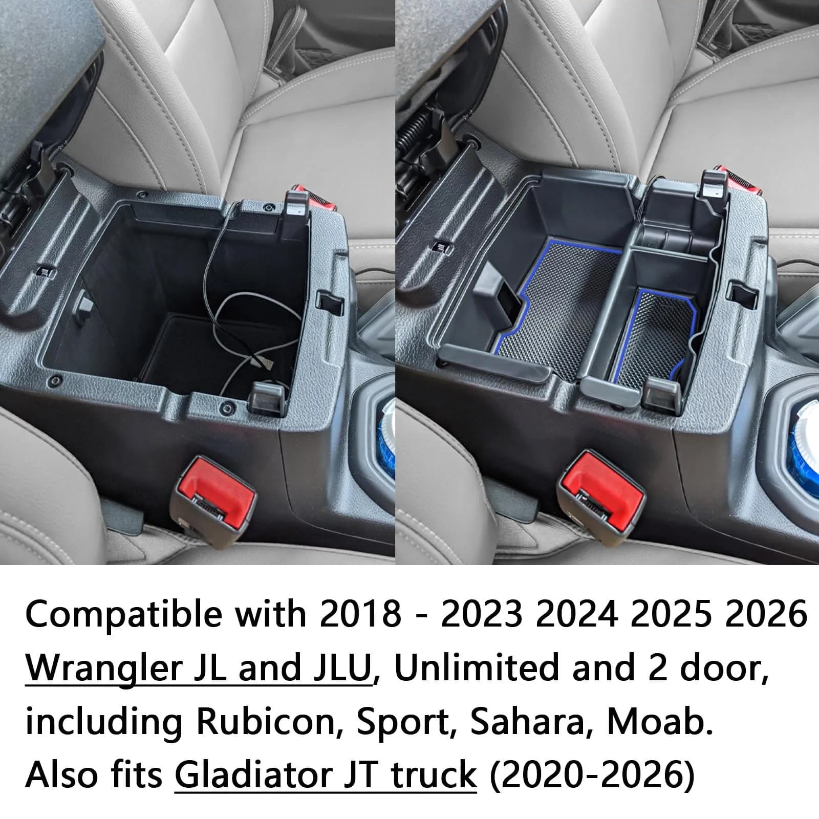 EDBETOS Blue Center Console Organizer Tray for Jeep Wrangler JL/JLU & Gladiator JT - view 3