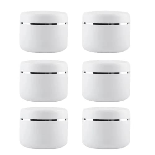 QUUPY 6Pcs 250g White Plastic Cosmetic Jars | Leakproof Refillable Containers for Face Cream & Lip Balm thumbnail 1