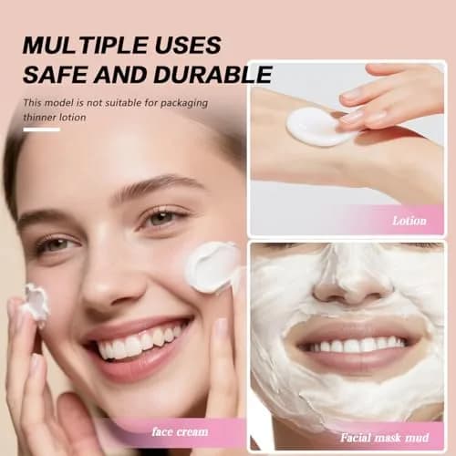 QUUPY 6Pcs 250g White Plastic Cosmetic Jars | Leakproof Refillable Containers for Face Cream & Lip Balm thumbnail 7