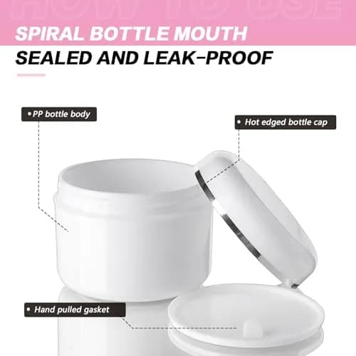 QUUPY 6Pcs 250g White Plastic Cosmetic Jars | Leakproof Refillable Containers for Face Cream & Lip Balm thumbnail 3