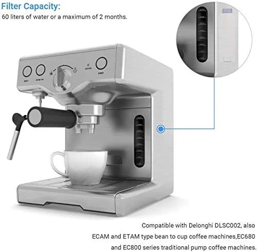 Somune Water Filter for Delonghi DLSC002, 4-Pack | Active Carbon Fabric Softener for ECAM, Esam, ETAM, BCO, EC Coffee Machines thumbnail 7