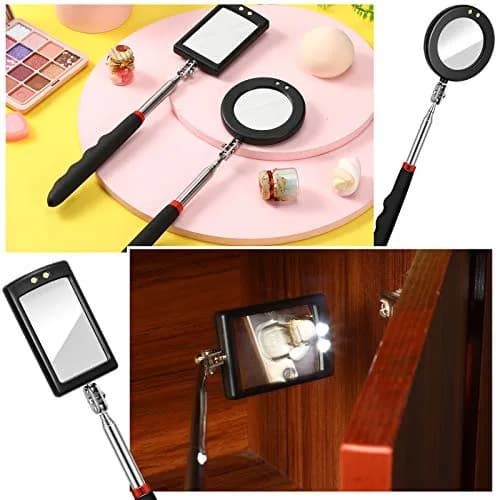 Tatuo Telescoping Inspection Mirror Set with LED Lights | Round & Square Heads, Extendable Reach thumbnail 3