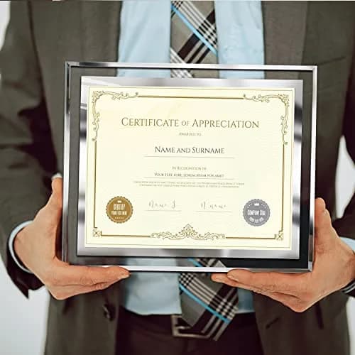 SESEAT 8.5 x 11 Certificate Document Frame Set of 4 | Elegant Glass Beveled Edges for Diplomas & Certificates thumbnail 5