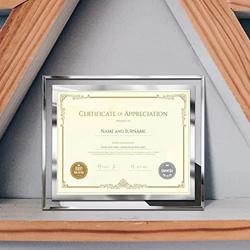 SESEAT 8.5 x 11 Certificate Document Frame Set of 4 | Elegant Glass Beveled Edges for Diplomas & Certificates thumbnail 6