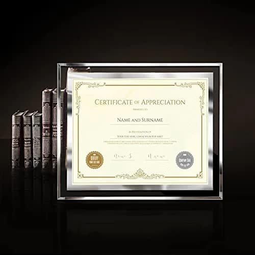 SESEAT 8.5 x 11 Certificate Document Frame Set of 4 | Elegant Glass Beveled Edges for Diplomas & Certificates thumbnail 3