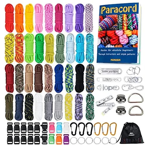 MONOBIN Paracord Kit 36 Colors | 550 lb Type III Nylon Rope for Crafts & Outdoor Use thumbnail 1