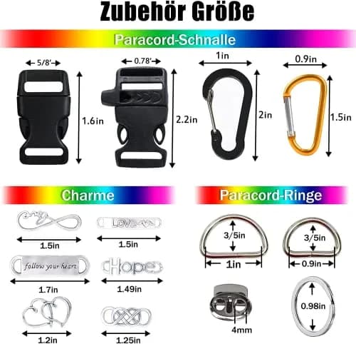 MONOBIN Paracord Kit 36 Colors | 550 lb Type III Nylon Rope for Crafts & Outdoor Use thumbnail 4