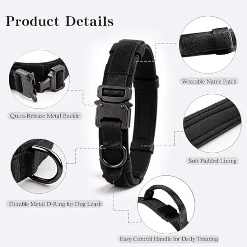 Xqpetlihai Tactical Dog Collar and Leash Set 1.6 in (4.06 cm) | Heavy Duty Nylon for Large Dogs thumbnail 3