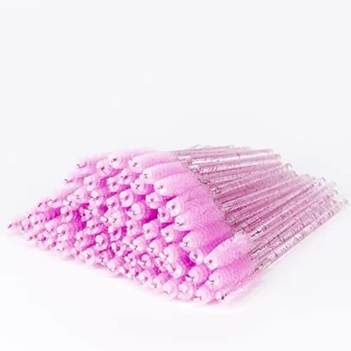 i-laesh Glitter Spoolies Disposable Eyelash Brush - Pink - 100PCS | High-Density Fiber Bristles for Flawless Mascara Application thumbnail 1