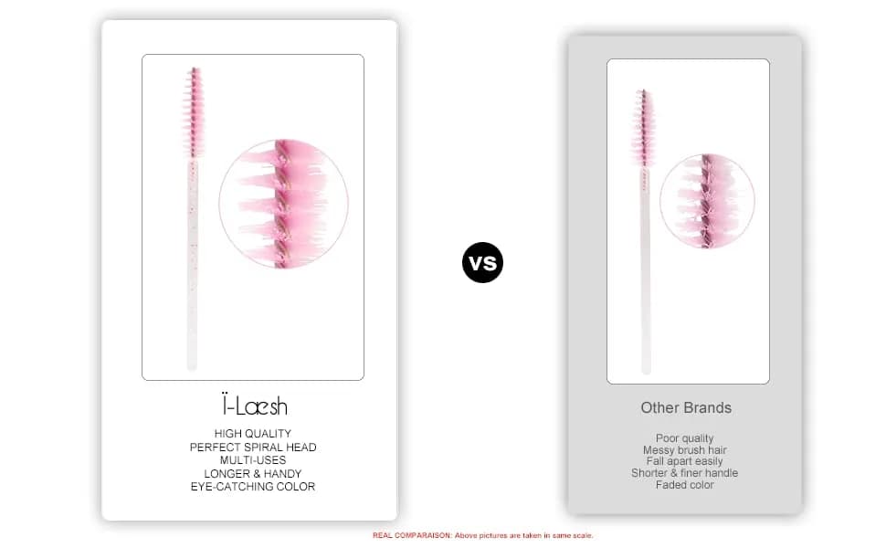 i-laesh Glitter Spoolies Disposable Eyelash Brush - Pink - 100PCS | High-Density Fiber Bristles for Flawless Mascara Application thumbnail 8