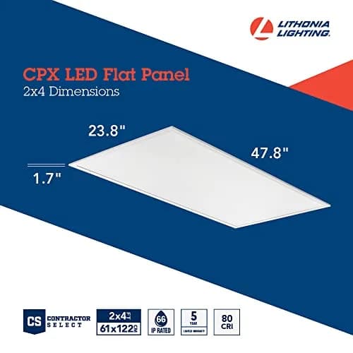 Lithonia Lighting CPX 2x4 LED Flat Panel Light, 2 ft. x 4 ft. | 4000 Lumens, Cool White, Non-Dimming, Satin Lens thumbnail 3
