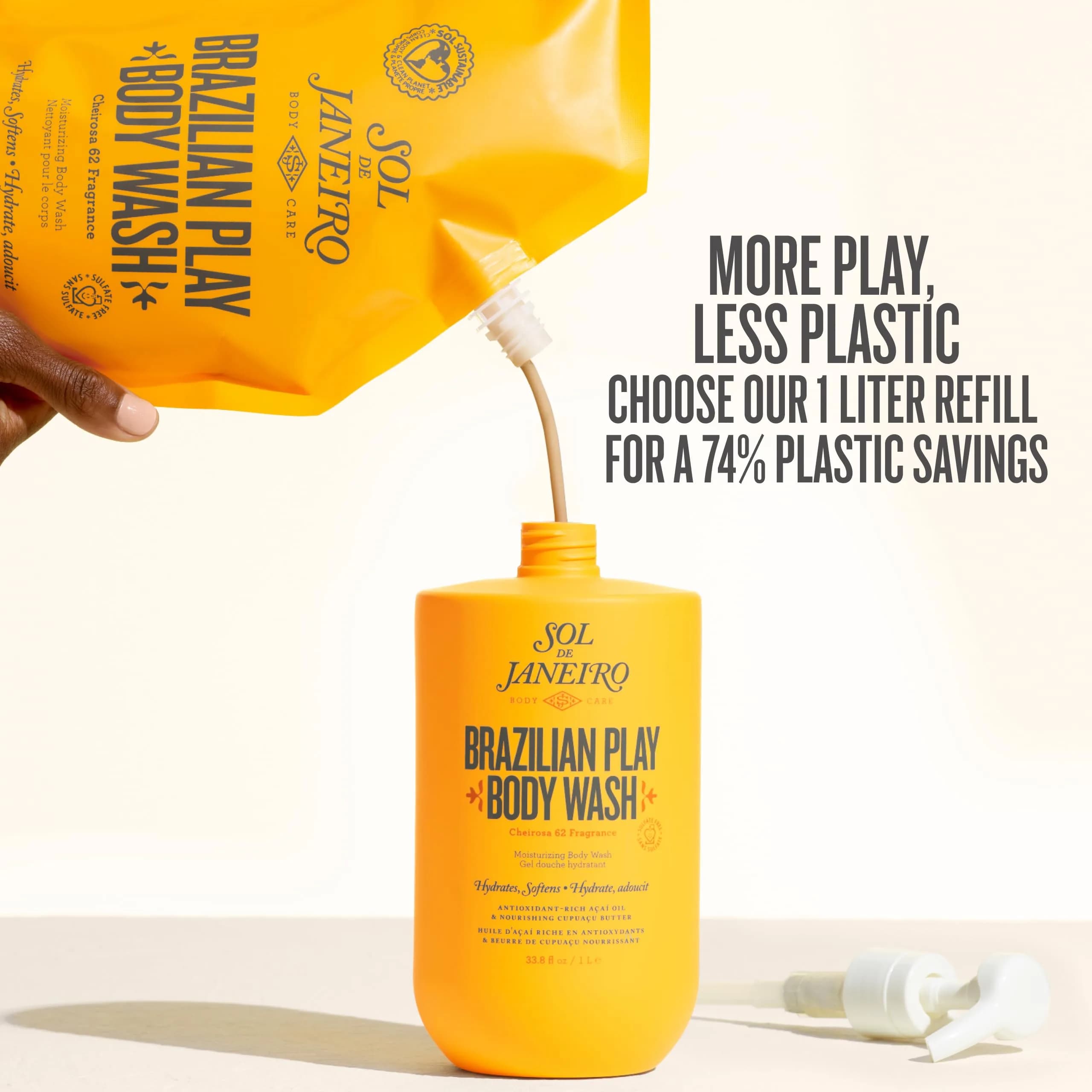 Sol de Janeiro Brazilian Play Moisturizing Shower Cream Gel Body Wash 1L (33.8 Fl Oz) | Sulfate-Free Hydration with Cheirosa 62 Fragrance - view 9