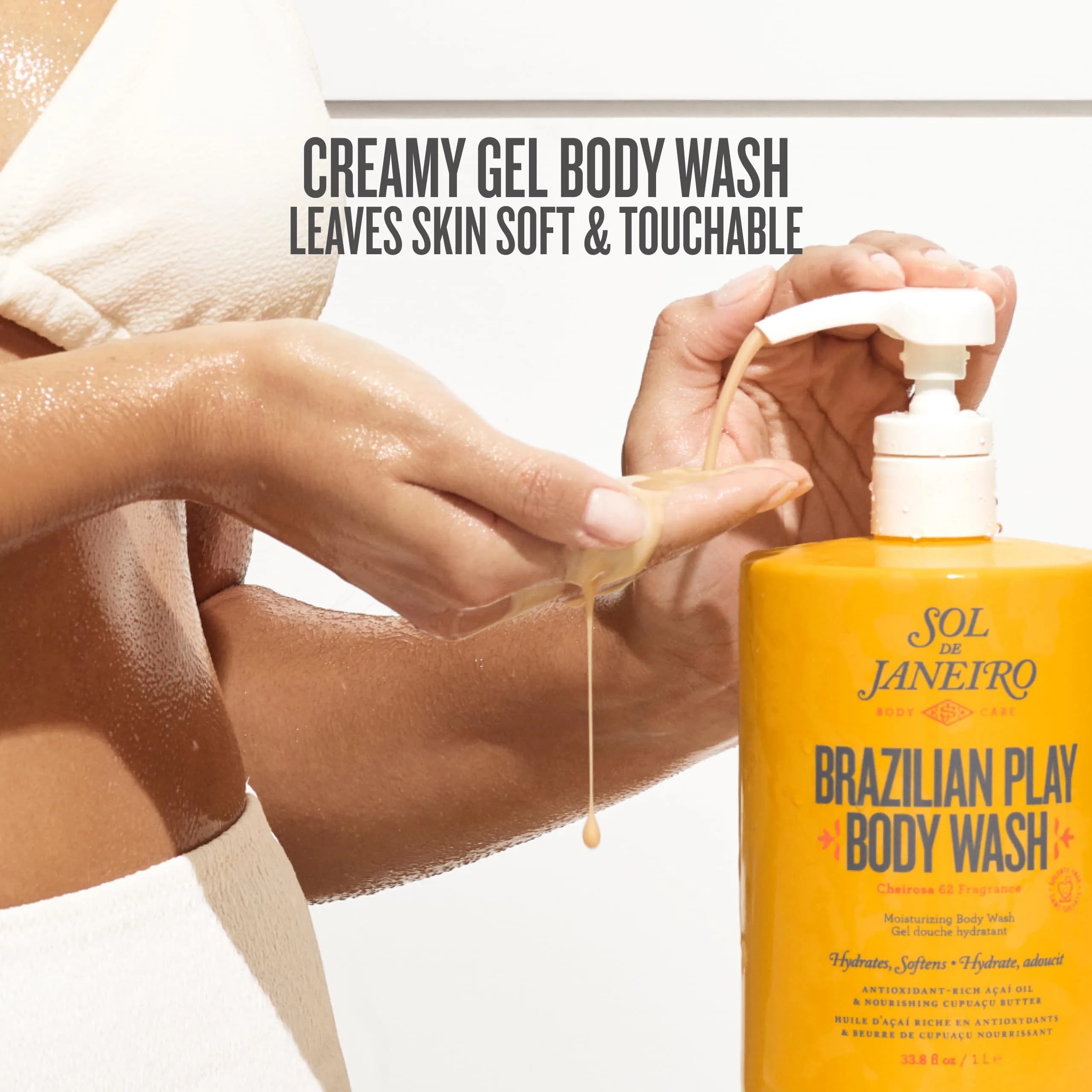 Sol de Janeiro Brazilian Play Moisturizing Shower Cream Gel Body Wash 1L (33.8 Fl Oz) | Sulfate-Free Hydration with Cheirosa 62 Fragrance - view 2