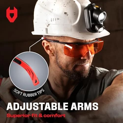 NoCry Blue Light Blocking Safety Glasses Over Eyeglasses — Orange Lens, ANSI Z87.1 Certified, Anti-Fog & Anti-Scratch thumbnail 5