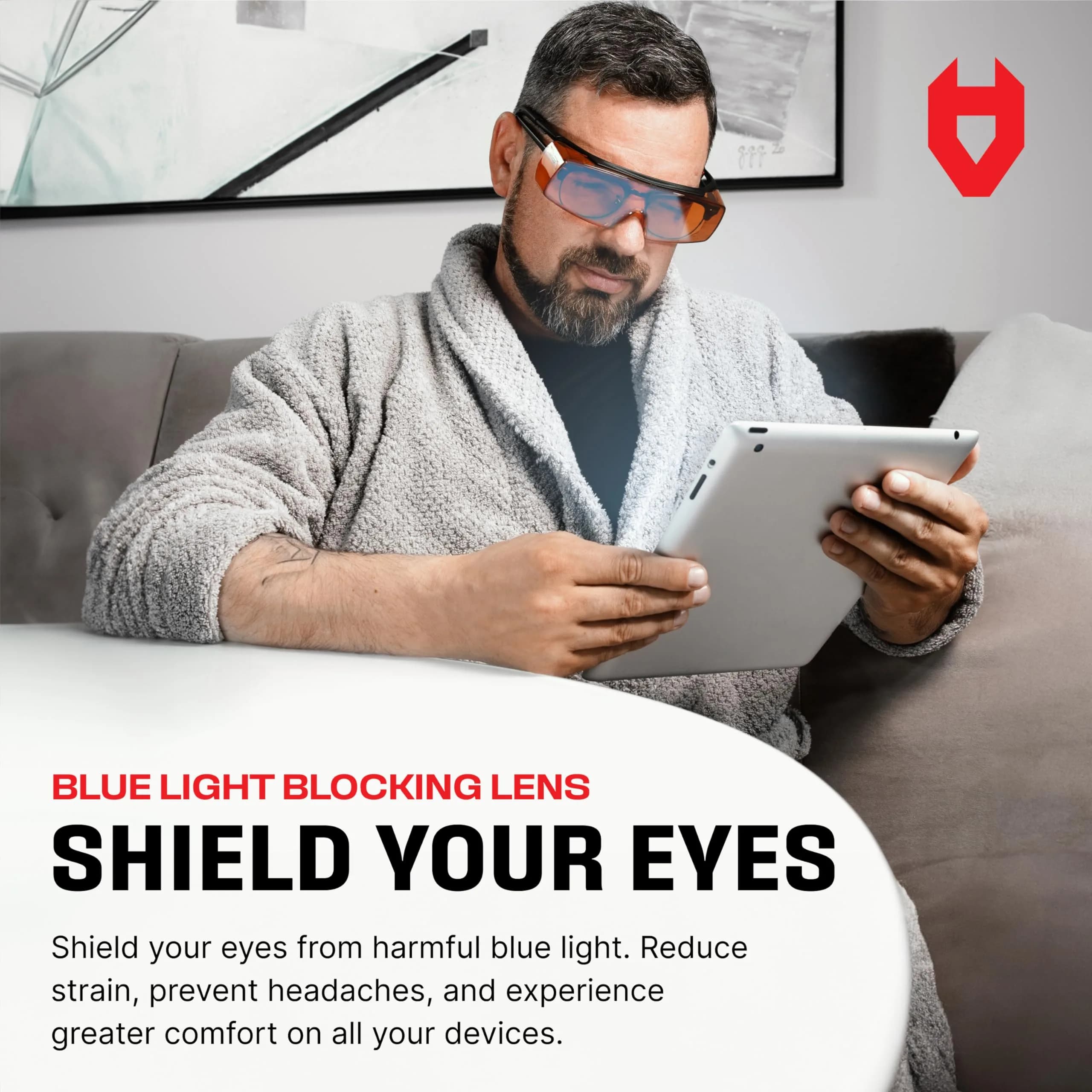 NoCry Blue Light Blocking Safety Glasses Over Eyeglasses — Orange Lens, ANSI Z87.1 Certified, Anti-Fog & Anti-Scratch - view 3
