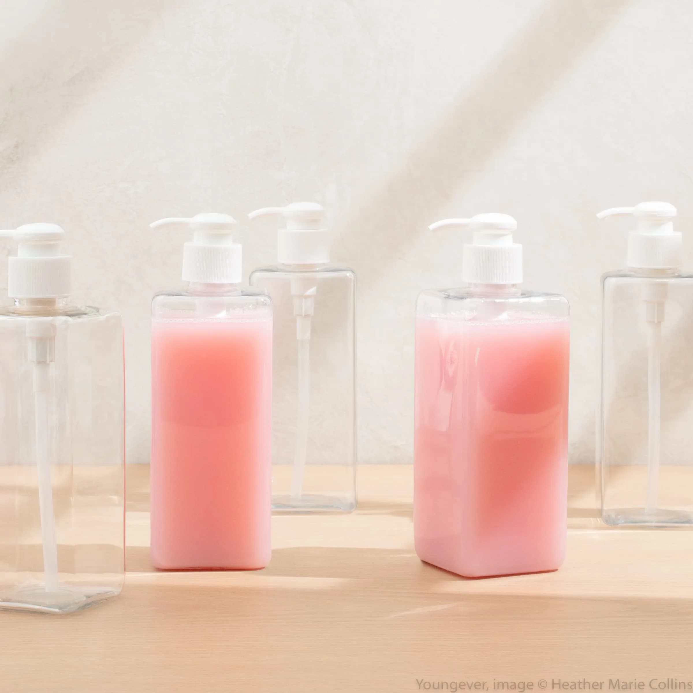 Youngever White 5 Pack 473ml (16 oz) Square Plastic Pump Bottles | Refillable for Lotions, Shampoos & More - view 2