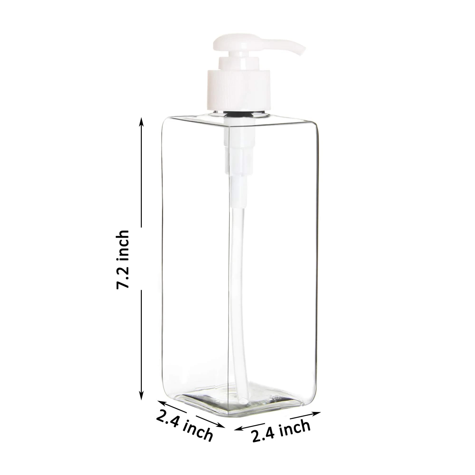 Youngever 5 Pack 16 oz (473 ml) Black Square Plastic Pump Bottles | Refillable for Lotions, Shampoos & More - view 3