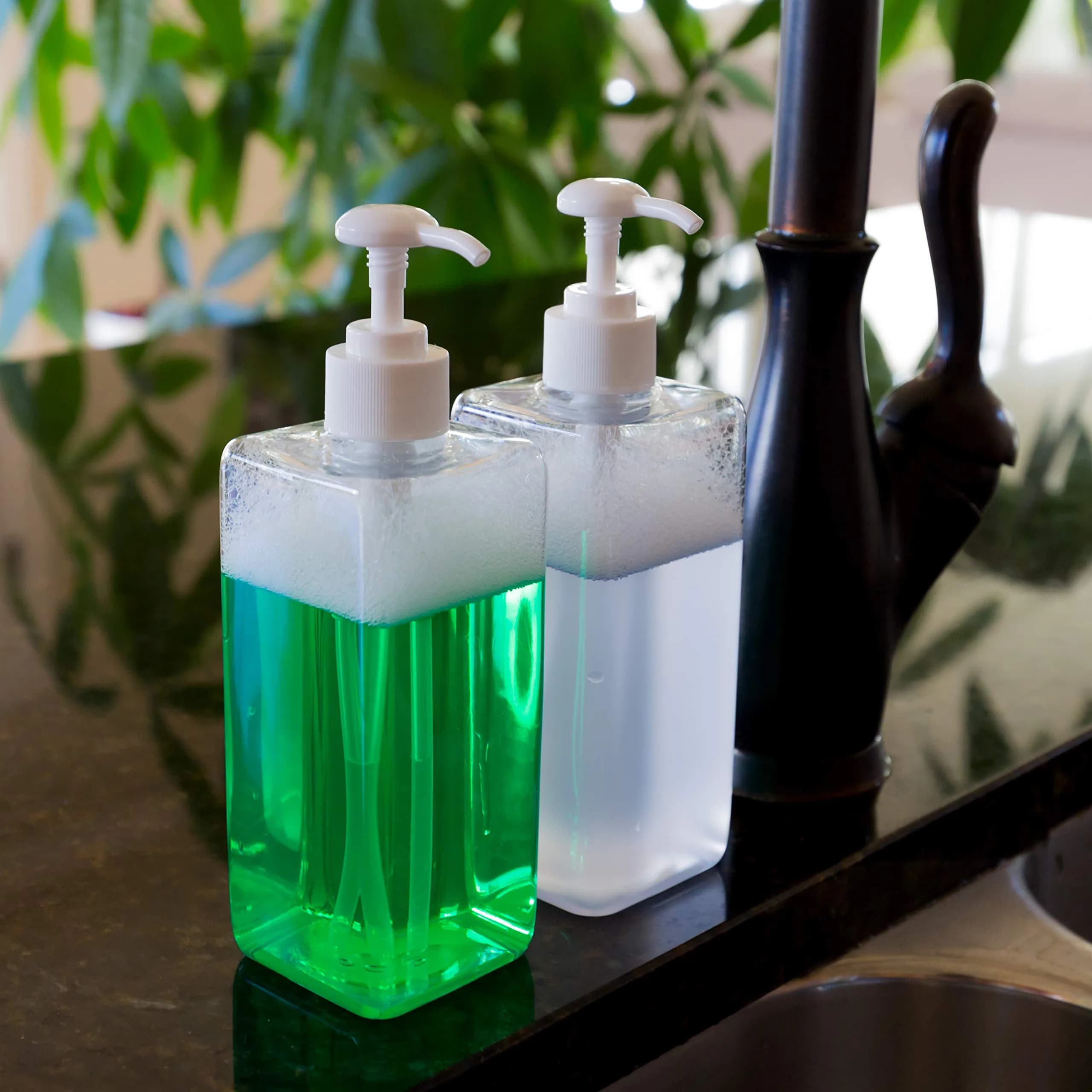 Youngever 5 Pack 16 oz (473 ml) Black Square Plastic Pump Bottles | Refillable for Lotions, Shampoos & More - view 4