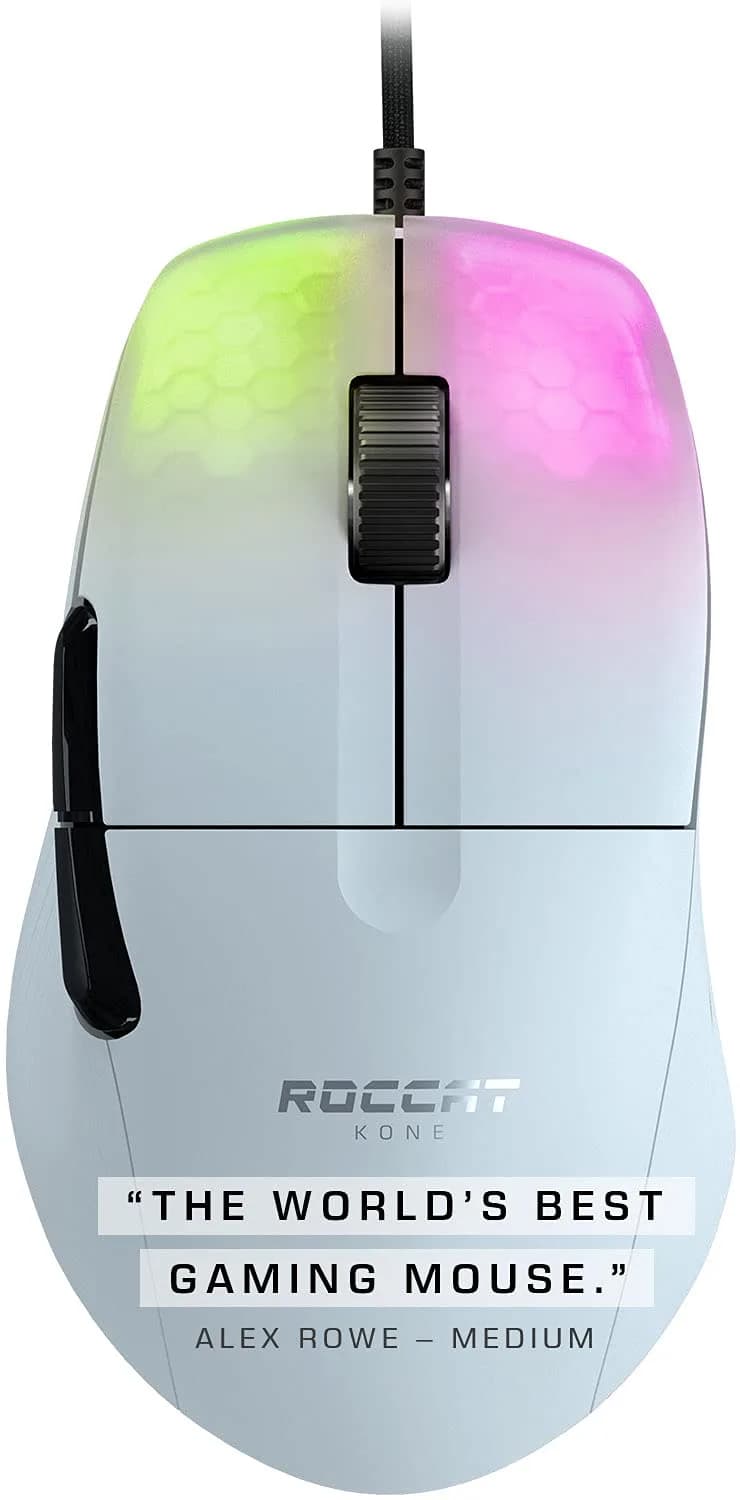 ROCCAT Kone Pro Lightweight Ergonomic Gaming Mouse | 66g, 19K DPI Optical, Titan Switch Optical, AIMO RGB, White - view 2