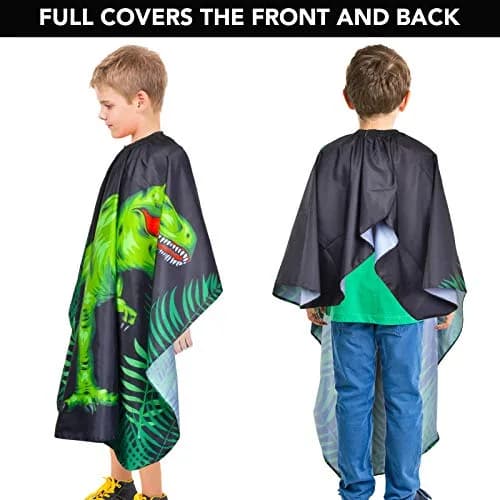 PAMAID Kids Haircut Cape Waterproof Barber Cape Cover, Dinosaur Print 120cm x 100cm | Protects Clothes from Hair & Styling Products thumbnail 4